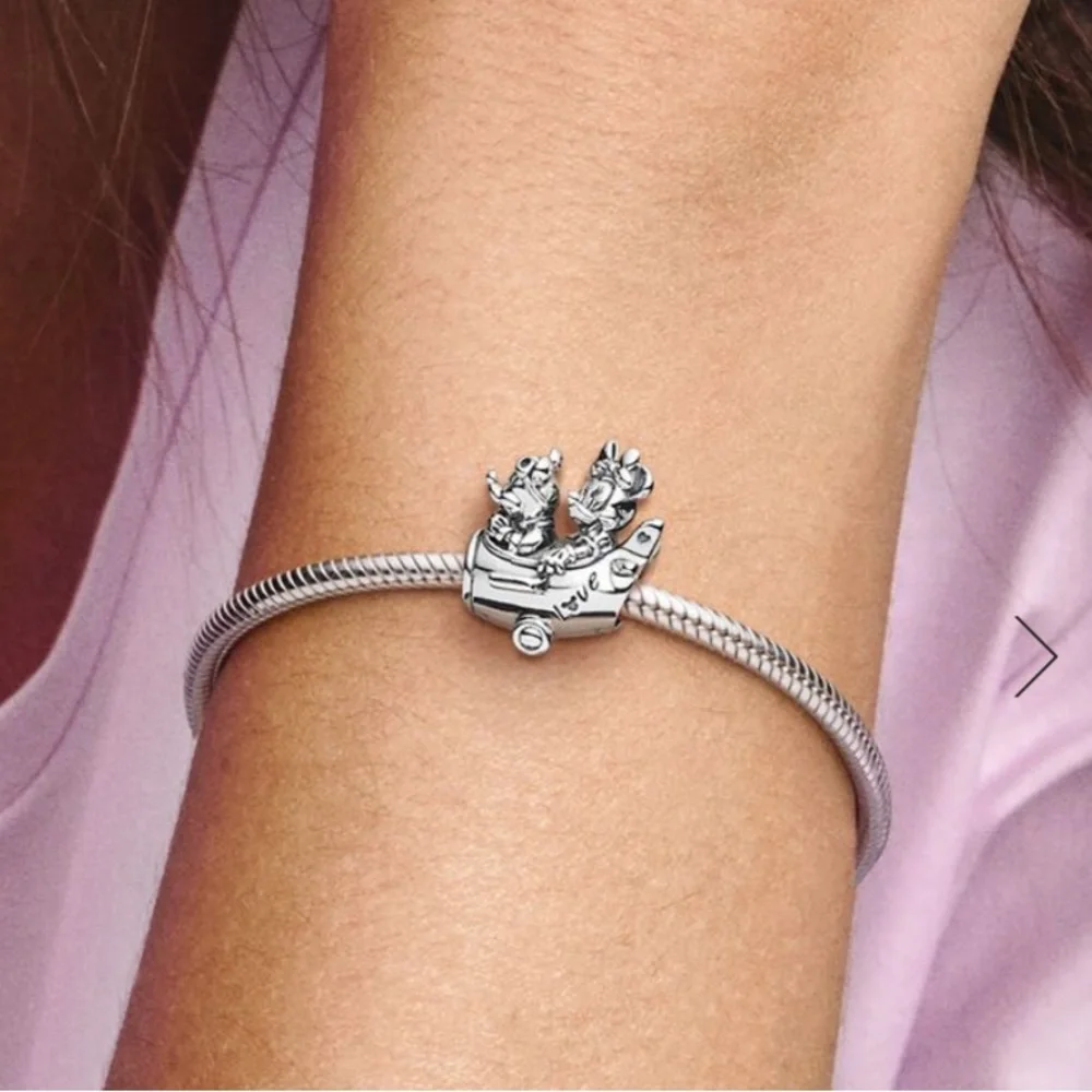 NWOT Disney Mickey Mouse & Minnie Mouse Airplane Charm Sterling Silver 925 - Picture 3 of 13